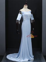 White Mermaid Halter Beading Prom Dress