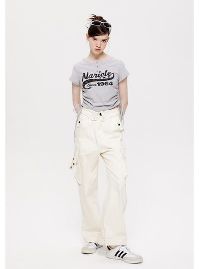 Retro Strap Short Short Sleeve T-shirt