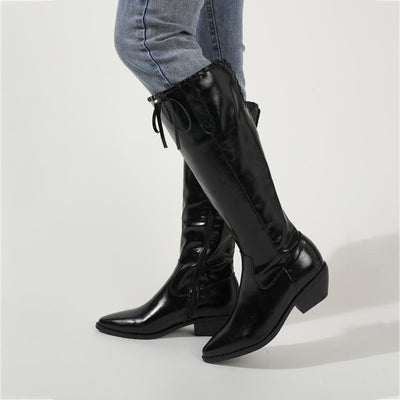 Black Drawstring Slim Joker Boots