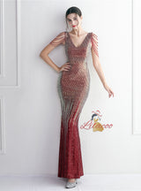 Mermaid V-neck Sequins Beading Prom Dress