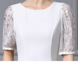 White Beading Sequins Mother of the Bride Dress