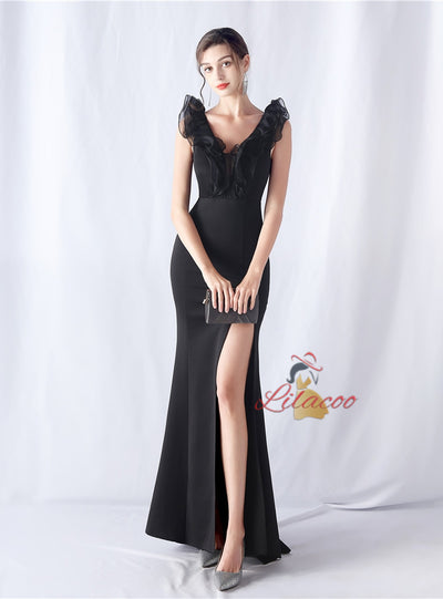 V-neck Mermaid Split Prom Dress