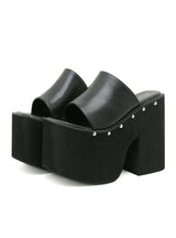 Ultra-high Heel Rivet Thick Heel Slippers