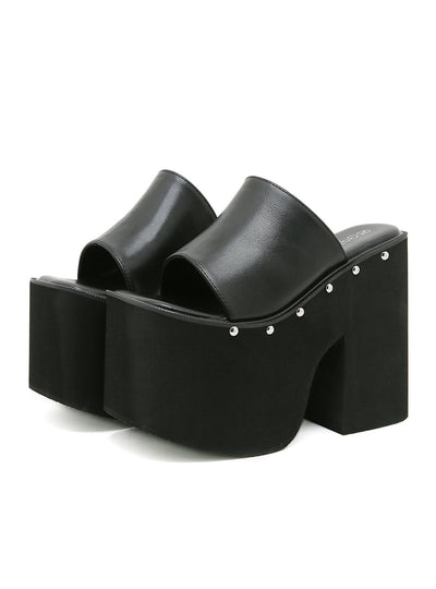 Ultra-high Heel Rivet Thick Heel Slippers