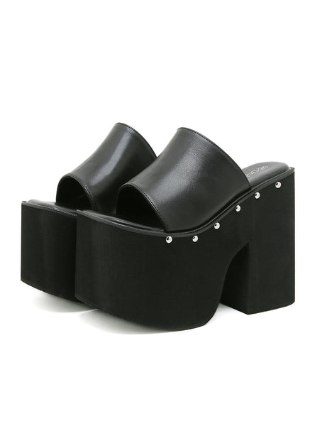 Ultra-high Heel Rivet Thick Heel Slippers