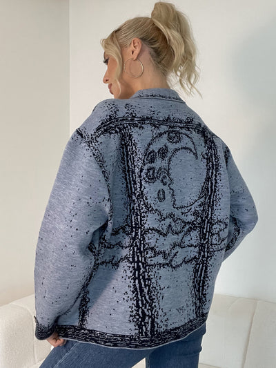 Women Graffiti Lapel Loose Coat