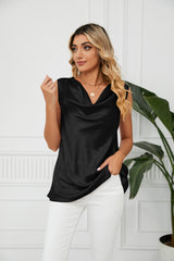 Solid Color Pile Collar Sleeveless Vest Top