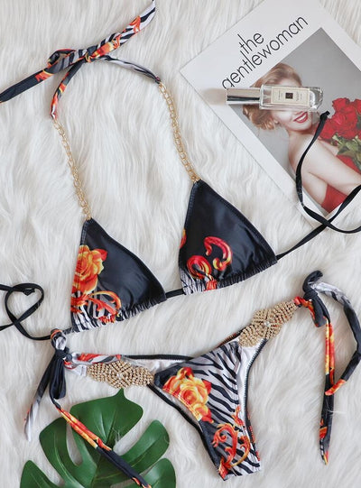 Sexy Strap Holiday Swimsuit Bikini Set