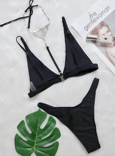 Luxury Crystal Diamond Three Piece Suit Swimsuit