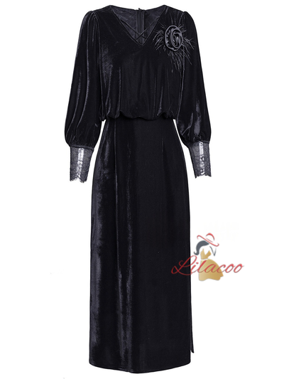 Black Velvet Mother Of The Bride Dress