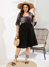 High Waist Printed Loose Plus Size Dress