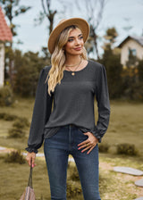 Spliced Round Neck Long Sleeve T-shirt