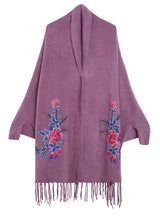 Loosely Embroidered Bat Sleeve Shawl Cloak