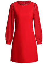 Red Long Sleeve Beading Mother Of The Bride Dress
