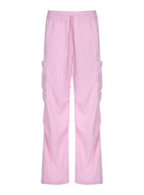 Pink Pocket Drawstring High Waist Pant