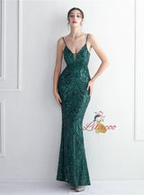 Sexy Spaghetti Straps Sequins Prom Dress