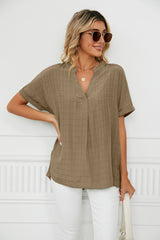 V-neck Casual Solid Color Loose Shirt