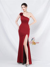 Mermaid One Shoulder Split Prom Dress