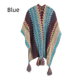 Ethnic Color Knitted Split Shawl