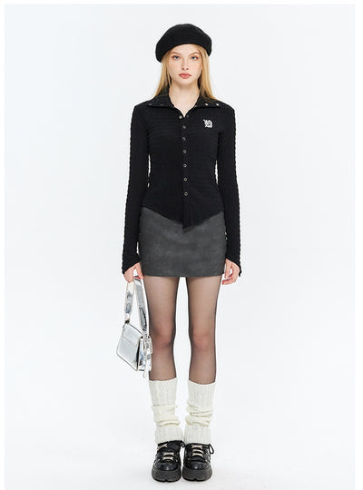 Lapel Long Sleeve Shirt T-shirt