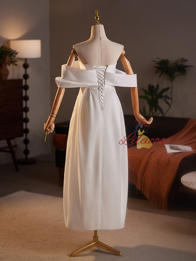 Strapless Ankle Length Pleats Wedding Dress