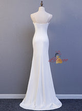 White Mermaid Straps Beading Prom Dress With Shawl