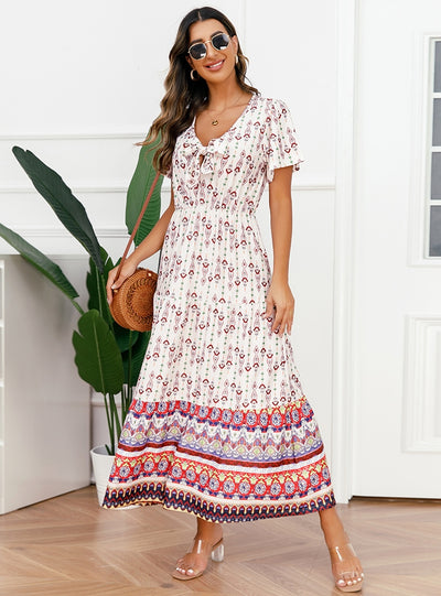 Summer Bohemian Retro Printed Beach Dress