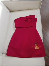 Red Strapless Short Prom Dress