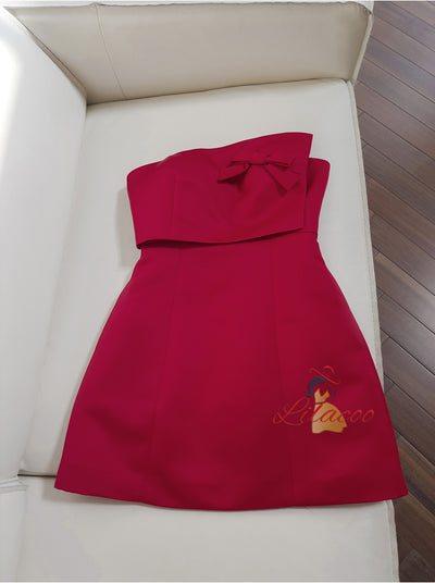 Red Strapless Short Prom Dress