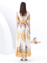 Short Sleeve Printed Short Sleeve Long Dress