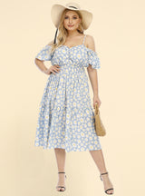 Colored Suspender Waist Loose Dress