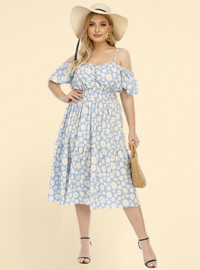 Colored Suspender Waist Loose Dress