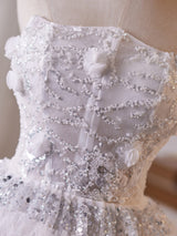 White Tulle Sequins Homecoming Dress