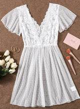 Lace Short-sleeved Gauze Polka-dot Pajamas