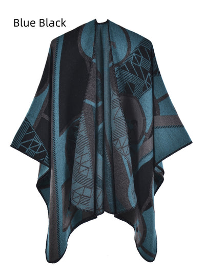 Thickened Cashmere Split Cloak Shawl