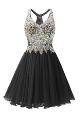 Blue Chiffon Crystal Homecoming Dress