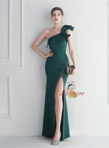 Mermaid One Shoulder Split Prom Dress