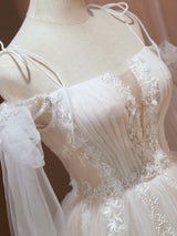 Ivory Tulle Appliques Pleats Homecoming Dress