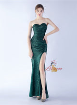 Mermaid Sequins Strapless Prom Dress