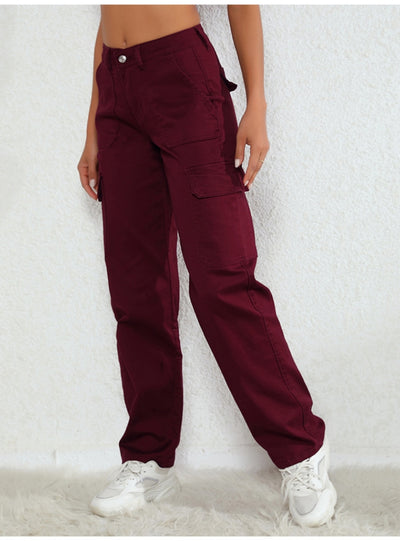 High Waist Loose Pocket Jeans