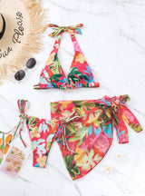 Sexy Floral Printed Bikini Three Piece Suit