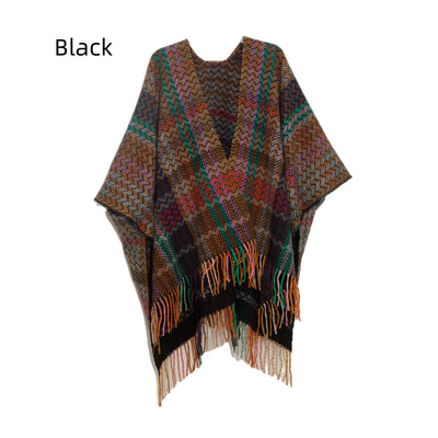 Tassel Ethnic Fringed Split Shawl