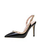 Thin High-heeled Shallow-mouth Pointed Rivet Sandals