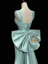 Green Mermaid Straps Prom Dress With Bow