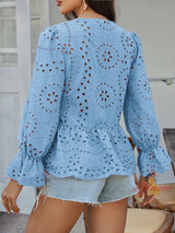 Loose Lace Solid Color Top Shirt