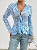 Sexy Slim Long Sleeve Lace Top