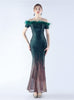 Mermaid Sequins Off the Shoulder Feather Prom Dress