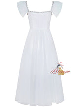 White Gauze Tulle Beading Long Dress