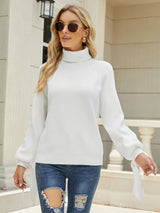 Long Sleeve Knit Loose Pullover Turtle Neck Sweater