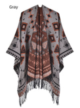 Geometric Split Shawl Thickened Warm Cloak